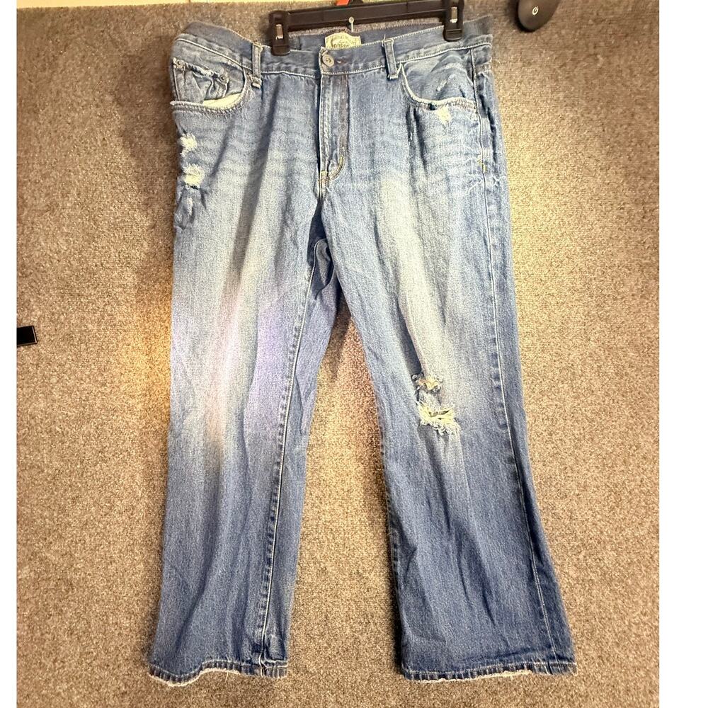 Aeropostale Mens Distressed Benton Original Bootcut Blue Denim Jeans Size 36x30